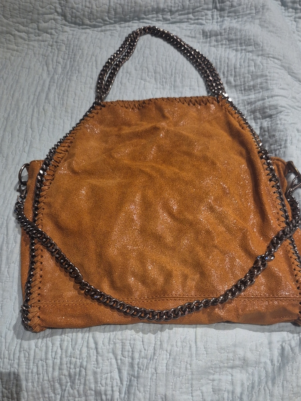Women’s Tan Chain-Trim Shoulder Bag